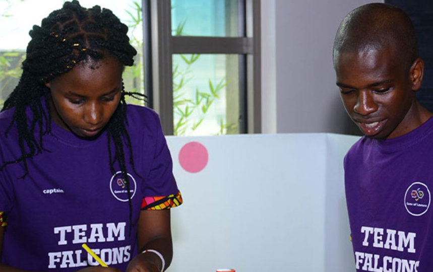 Team Falcon working on their presentation at Microsoft Office.