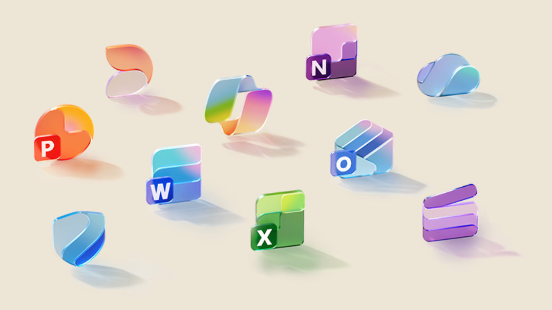 Word、Excel、PowerPoint、Outlook、OneNote、Microsoft Defender、OneDrive、Clipchamp、Designer の Copilot とアプリの表現