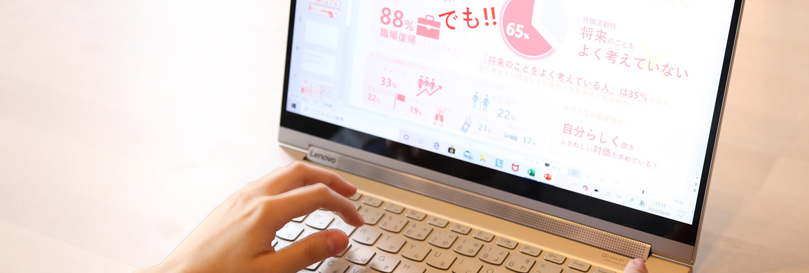 モダン PC に表示される PowerPoint の画面