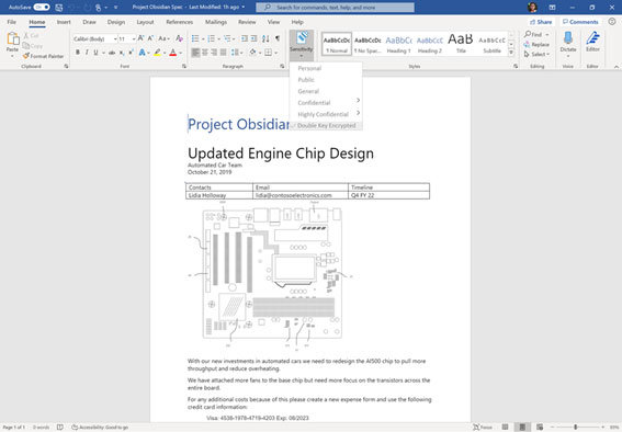 図 2: Word で Double Key Encryption を使用してラベル付け