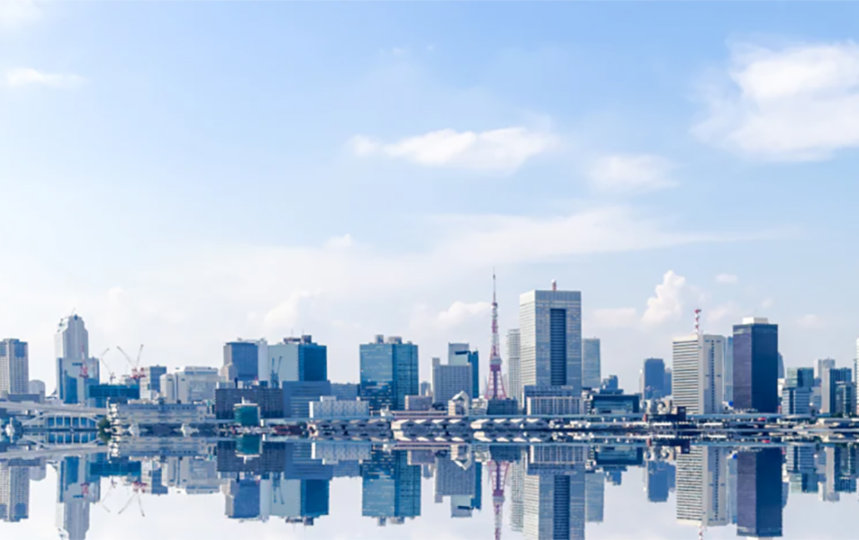 港にうつる都市景観