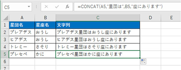 CONCAT 関数で複数の文字列を結合