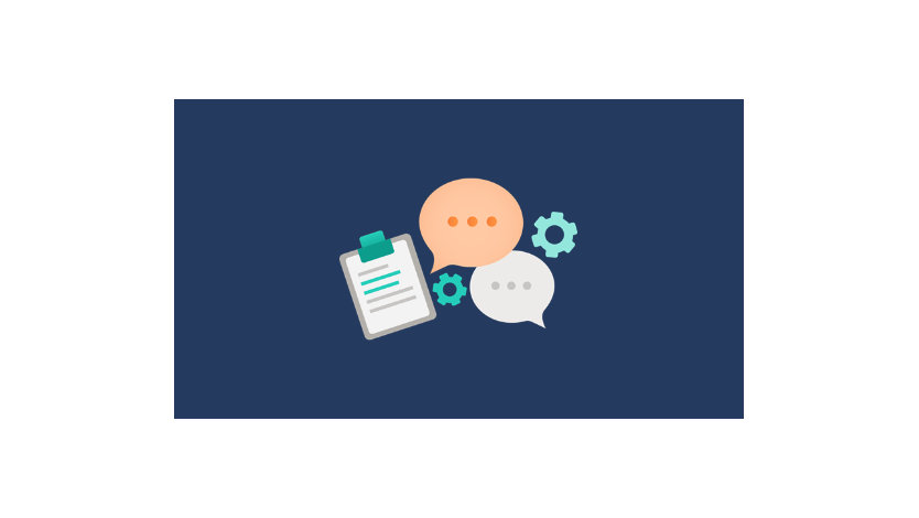 イラスト：歯車と吹き出し