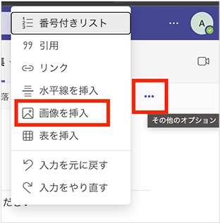 ツール バーの「その他のオプション メニュー」