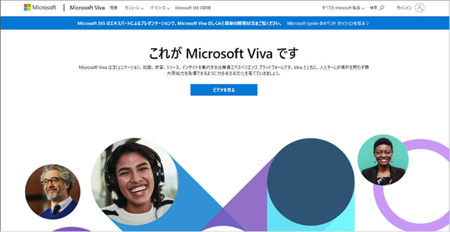 Microsoft Viva Web サイトのスクリーンショット