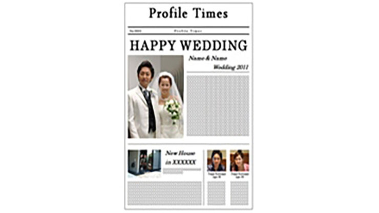 英字新聞スタイルの結婚式のプロフィール