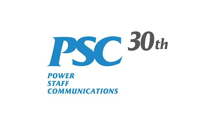 PSC（Power Staff Communications）30周年ロゴ。