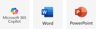 Copilot, Word, PowerPointのアイコン 