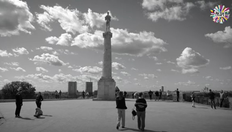 black and white photo of the city