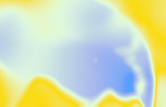 黄色、水色、白の柔らかくぼやけたグラデーションが流れるような幻想的な効果を生み出す抽象的な背景。