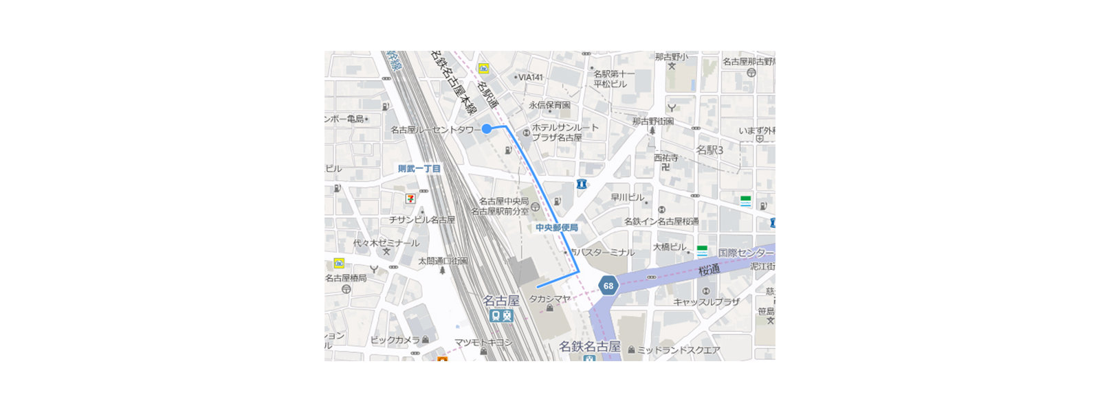 駅からの地図中部支店へ