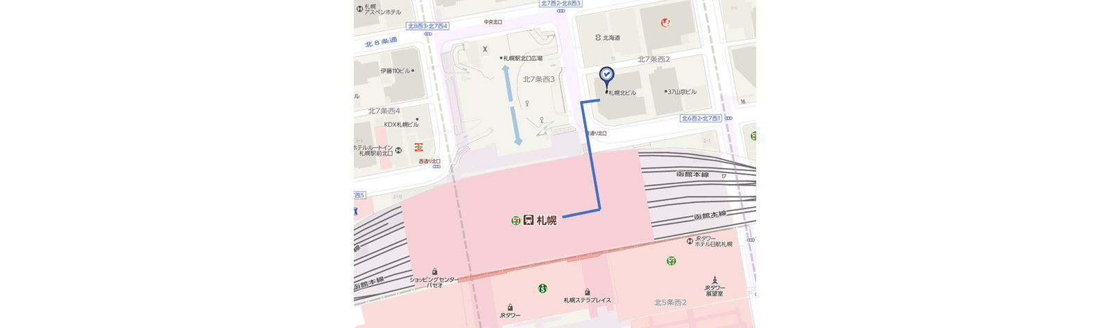駅から北海道支店までの地図
