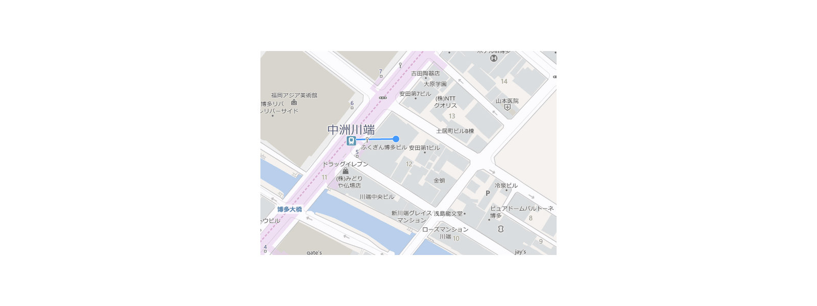 駅から九州支線までの地図