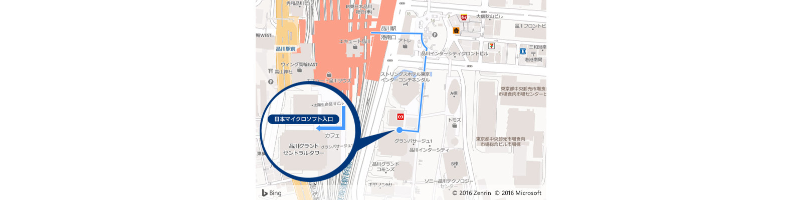 駅から品川本社支店までの地図