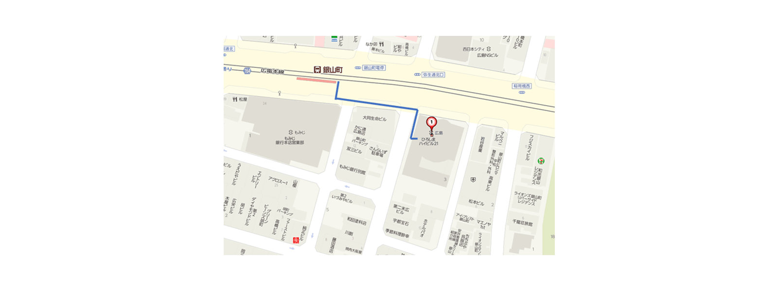 駅から中国・四国支線までの地図