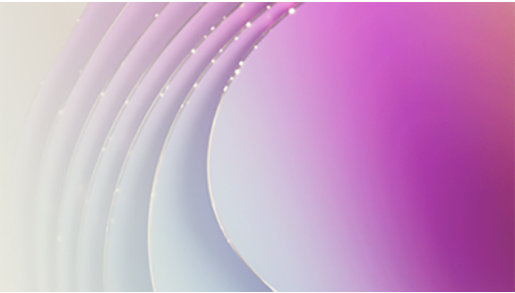 Abstrakte mit geschwungenen Linien und Farbverlauf in Rosa‑ und Lilatönen.