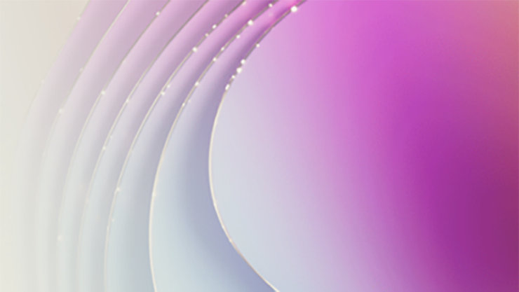 Abstrakte mit geschwungenen Linien und Farbverlauf in Rosa‑ und Lilatönen.