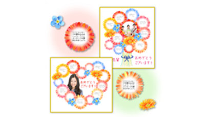 寄せ書き用メッセージ シール（花・ブーケ）のテンプレート/PowerPoint