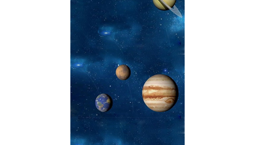 Vier planeten in het heelal