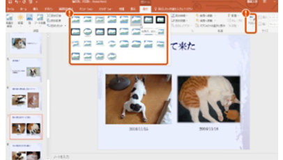 PowerPoint: 写真に枠を付けて並べる