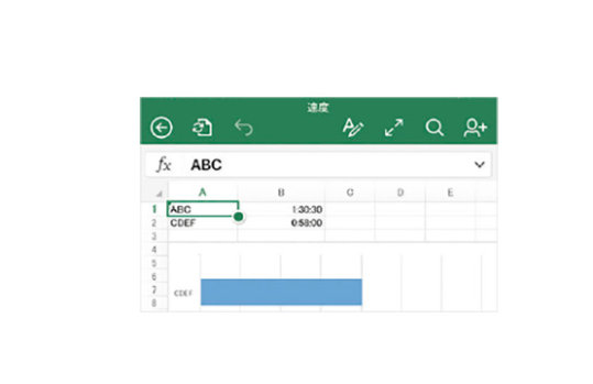 タブレットやスマートフォンでのExcelシートの編集画面