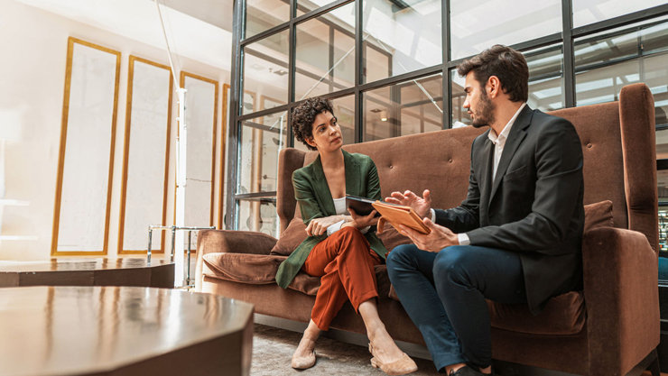 Business woman gets advice from a legal expert