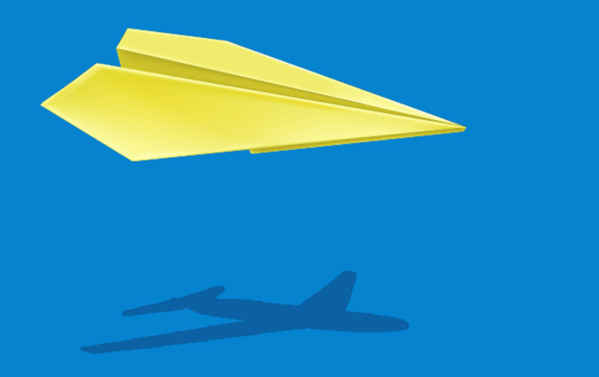 Samolot z żółtego papieru