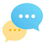 An illustration image of two message blurbs for chat
