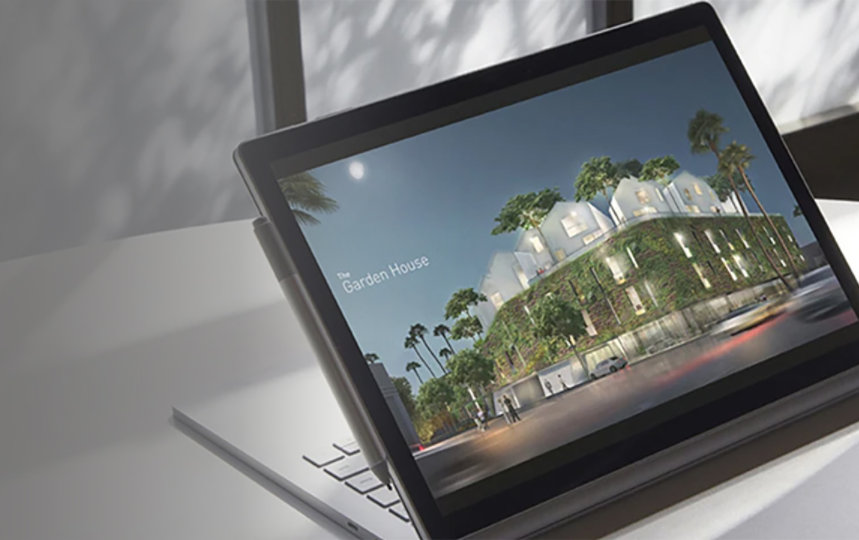 Surface Book 2 product in view mode on a table