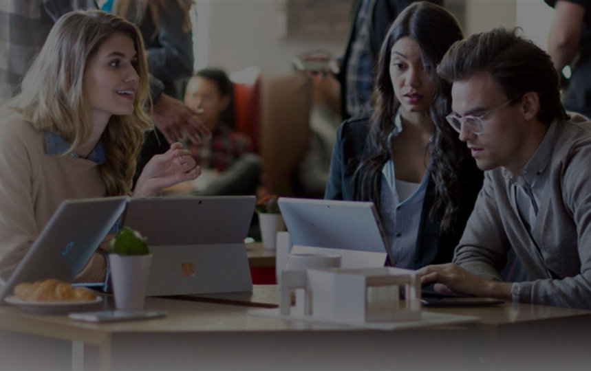 A team of employees in a meeting