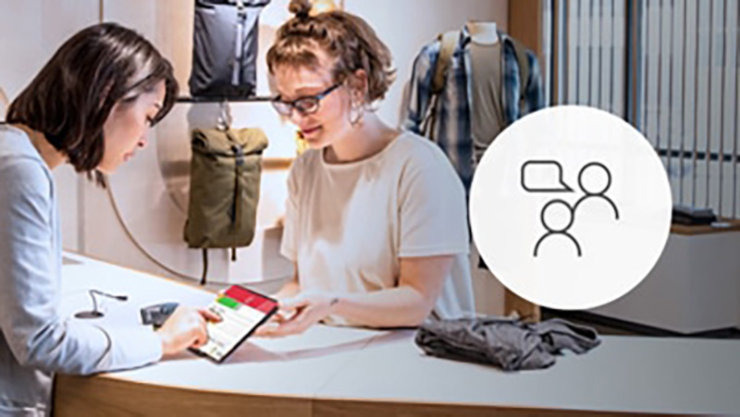 customer getting personalized experience when buying using a tablet