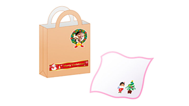PowerPointのクリスマスエンブレム（鉄のプリント）のテンプレートイラスト