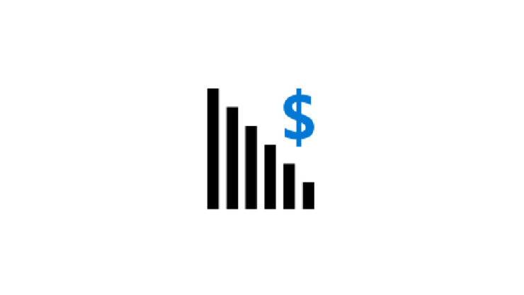 An icon of a decreasing money graph