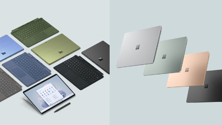 異なる色の表面デバイス