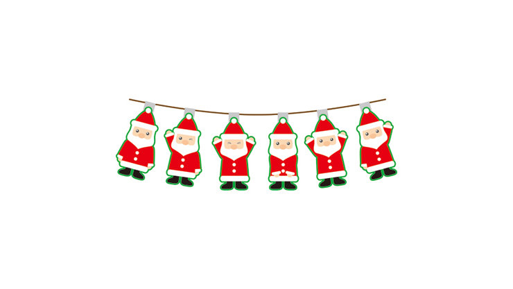 異なる表現を持つサンタクロースの切り抜きでクリスマスの装飾