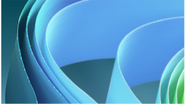 Ein dekoratives Bild mit dunkelgrünen, hellblauen und gelben Bändern