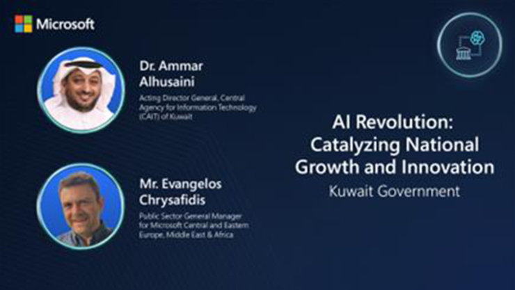 An image with the pictures and titles of the 2 speakers of the Microsoft named Dr. Ammar Alhusaini and Mr. Evangelos Chrysafidis