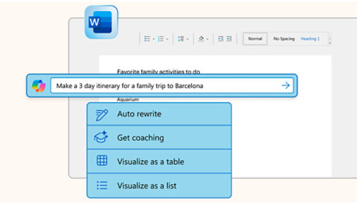 Word の Copilot でのプロンプト入力