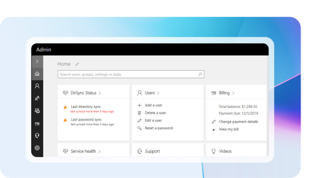 Microsoft 365 admin center web interface