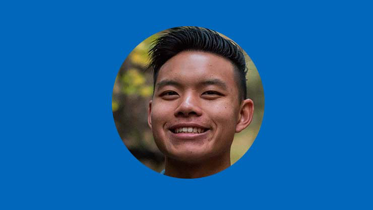 Mitchell Wong's headshot on a blue background