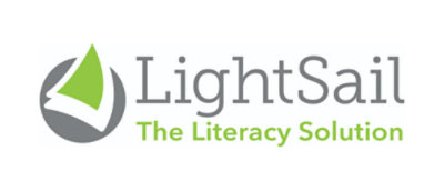 LightSail のロゴ。様式化された帆のグラフィックと "The Literacy Solution" というテキストが特徴です。