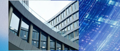 A close-up of a building with many windows.