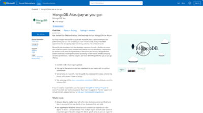 MongoDB Atlas product on Azure Marketplace