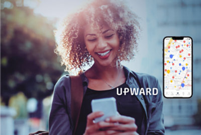 A person using the Upward app on a mobile phone