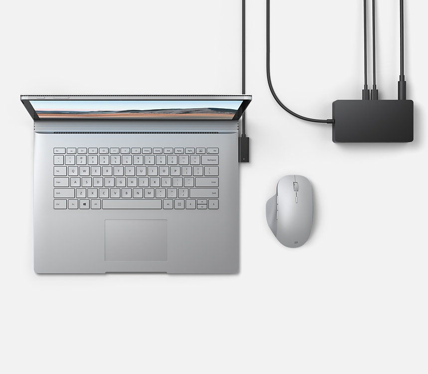 Surface device with adapter and mouse.