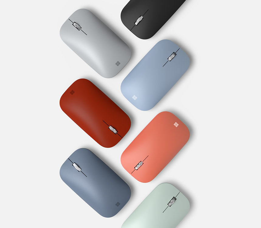 Microsoft Modern Mobile Mouse i olika färger.