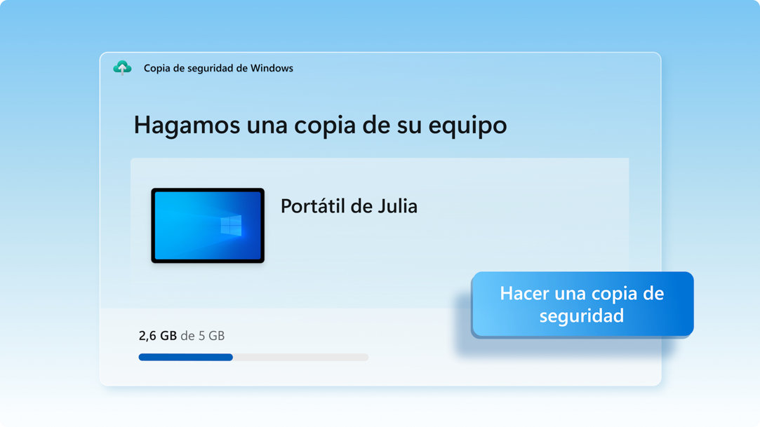 Pantalla de Copias de seguridad de Windows que muestra el estado de la copia de seguridad