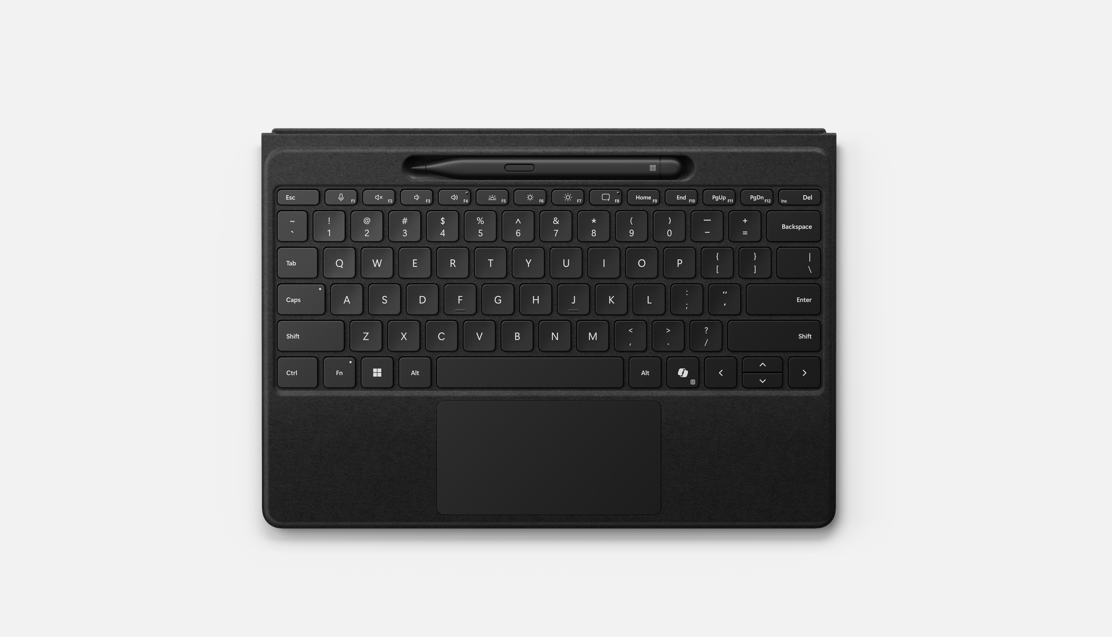 Vue de dessus d'un clavier Flex 13 pouces pour Surface Pro sur fond gris