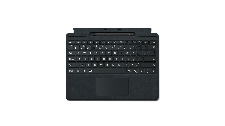 A photo of the Surface Pro Flex Keyboard with stylus