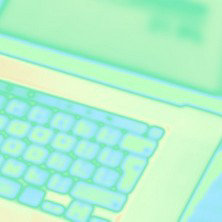 ノートパソコンのキーボードのクローズアップ